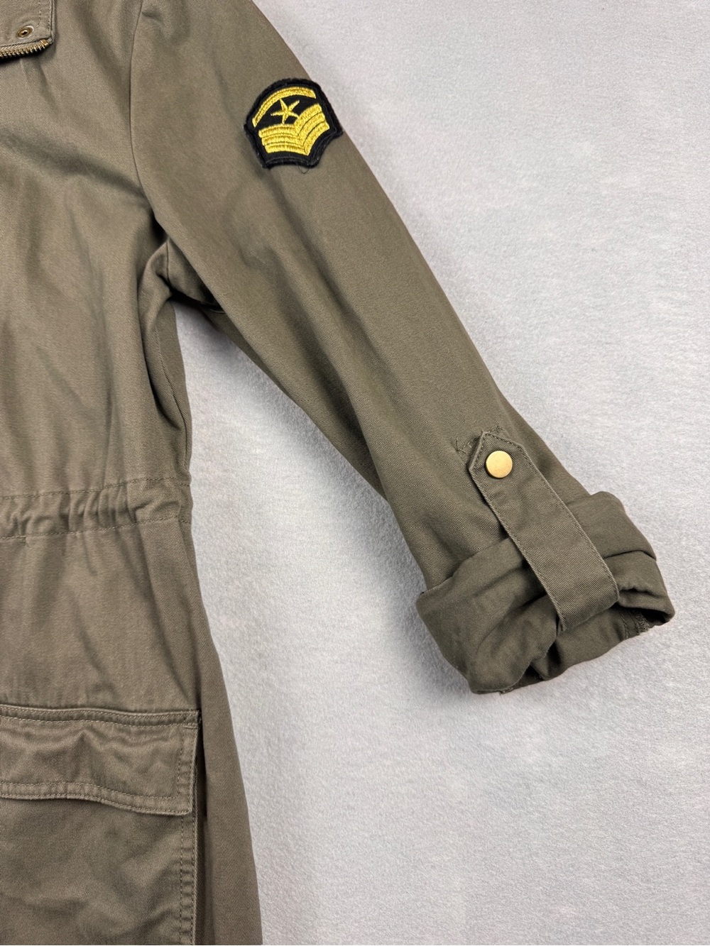 Sebby Utility Military Army Green Jacket Patches, Women’s Medium Zipper Snaps - Picture 5 of 10